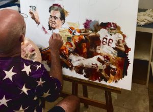 Famous alabama football coaches oil artwork in progress by sports artist christiaan bekker