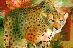 Cheetah hunt painting